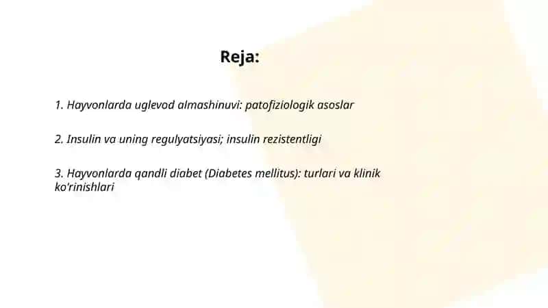 Hayvonlarda uglevod almashishining buzilishi 2