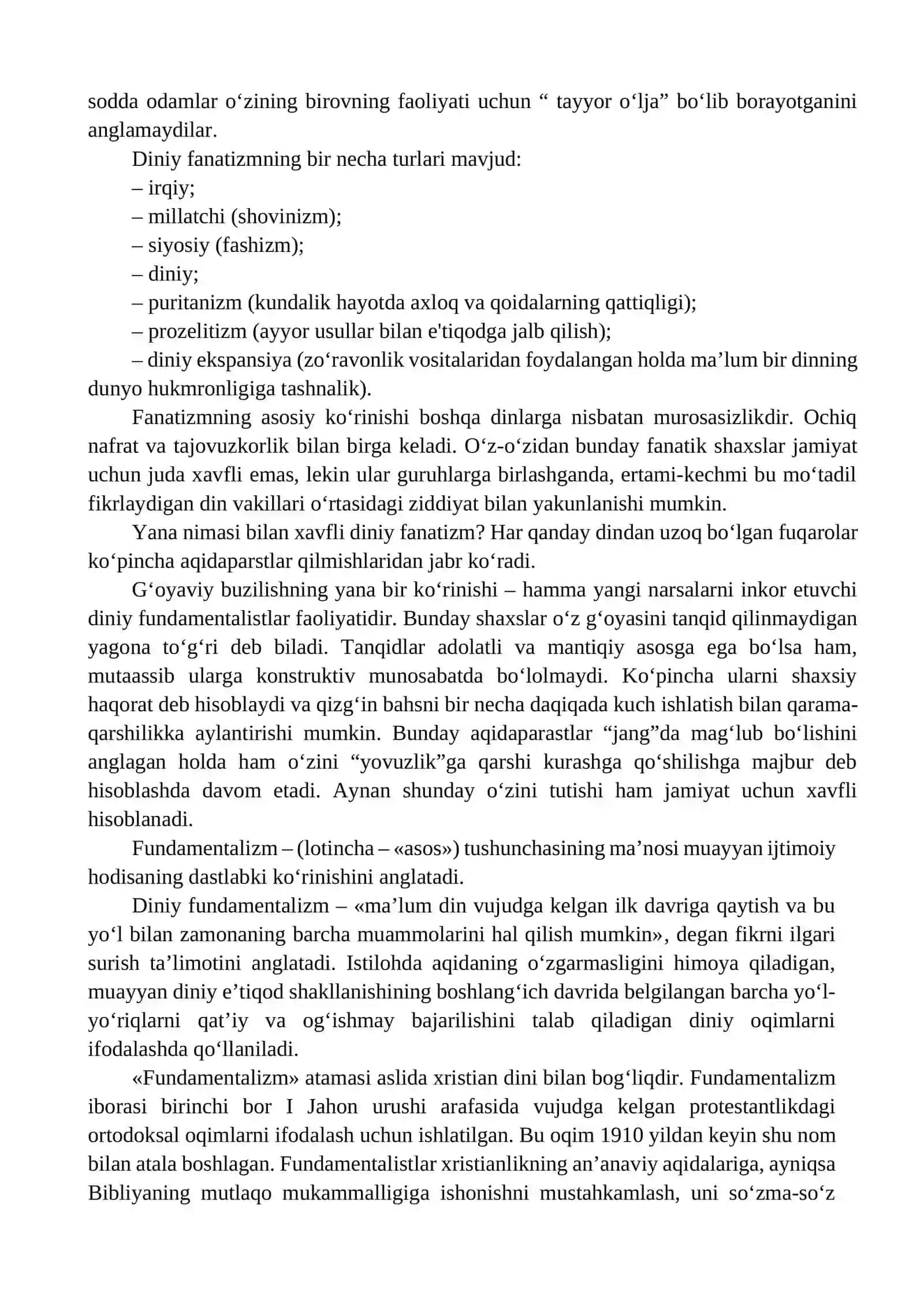 12-Mavzu. DINIY FANATIZM, EKSTREMIZM, FUNDAMENTALIZM, TERRORIZMNING TARIXI VA ULARNING HOZIRGI DAVRDA XAVFSIZLIKGA TAHDIDI 2