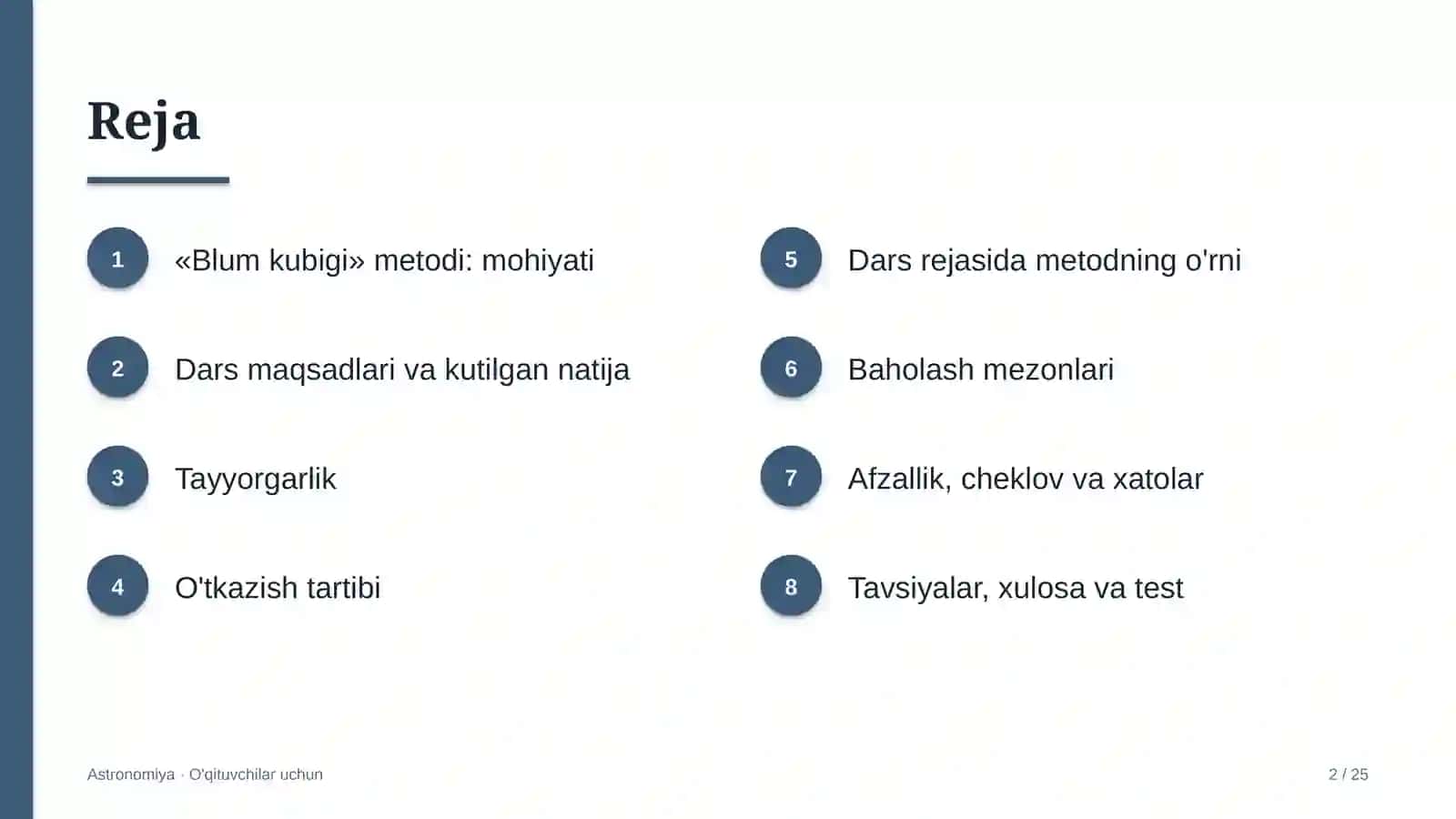 astronomiya darslarida blum kubigi metodidan foydalanish 2649 2