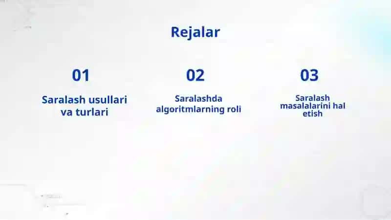 Saralash masalalari 2