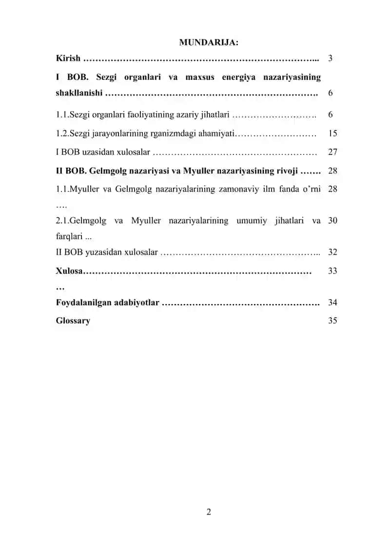 : SEZGI ORGANLARINING MAXSUS ENERGIYASI: MYULLER VA GELMGOLG ULARNING NAZARIYALARINING HAQIQAT EKANLIGI 2