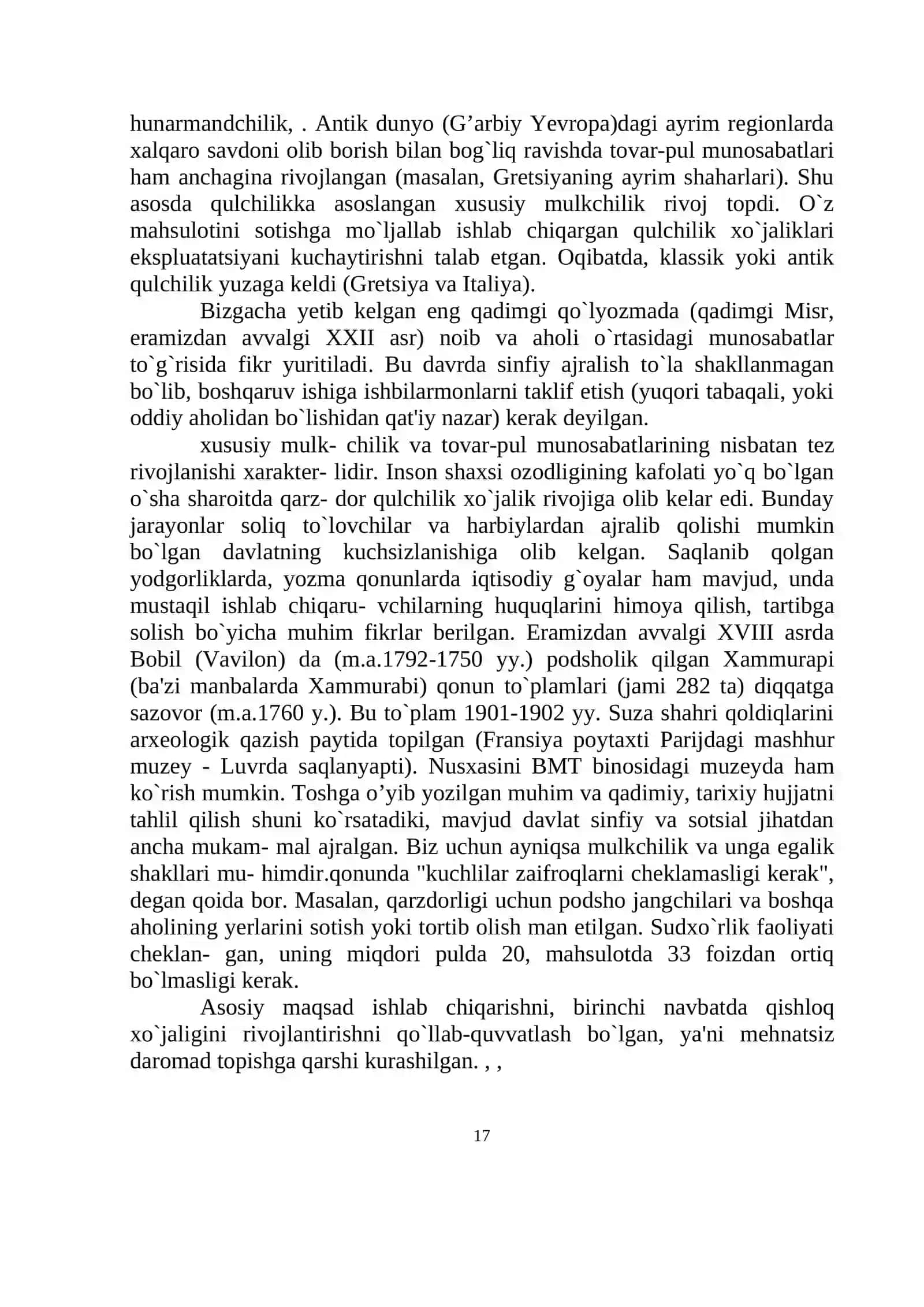 QADIMGI DUNYO, FEODAL JAMIYATI VA ILK KAPITALIZMNING IQTISODIY TA'LIMOTLARI 2