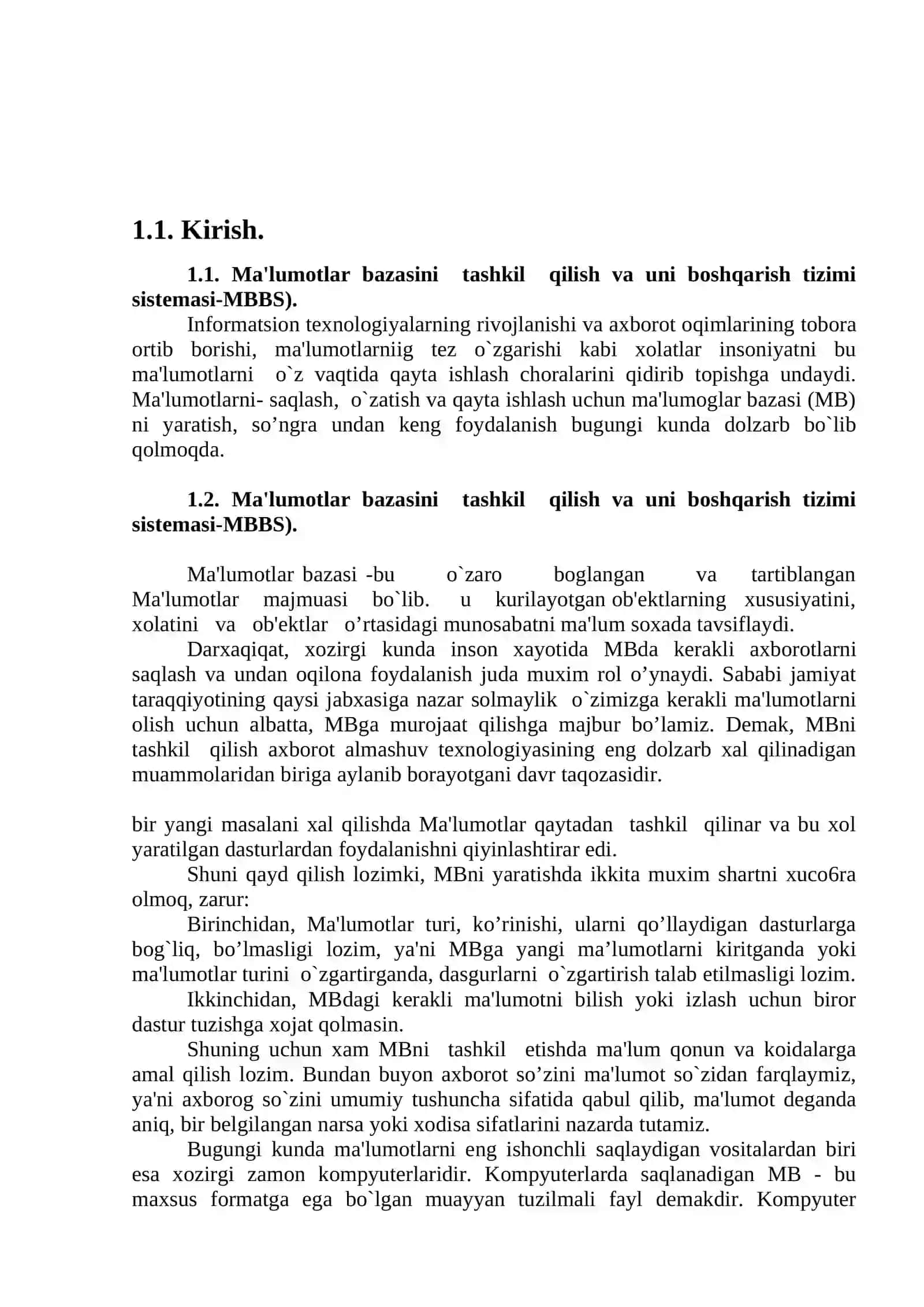 Ma'lumotlar bazasini boshqarish tizimlari 2