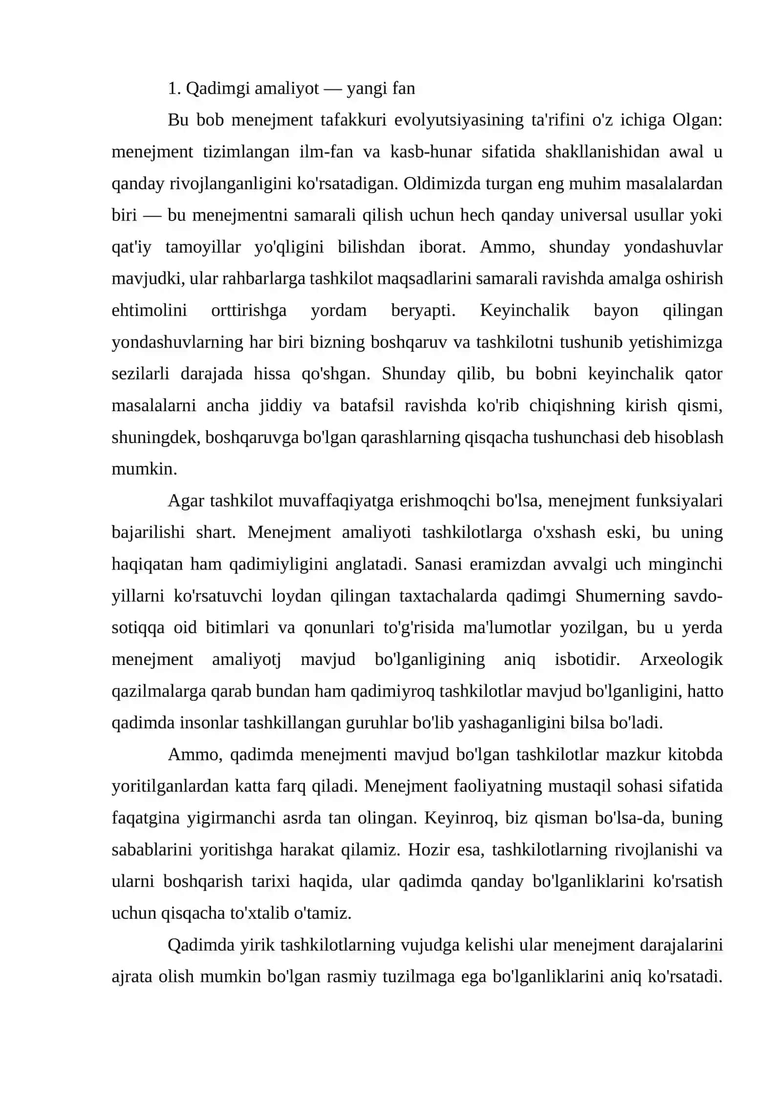 Menejment nazariyasining rivojlanishi 2