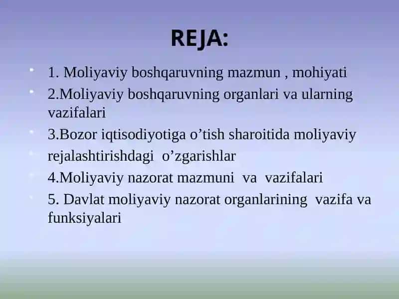 Moliyaviy boshqaruv va nazorat 2