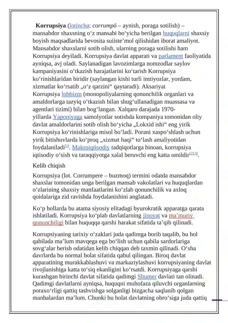 KORRUPSIYANING MOHIYATI VA UNING OQIBATLARI 2