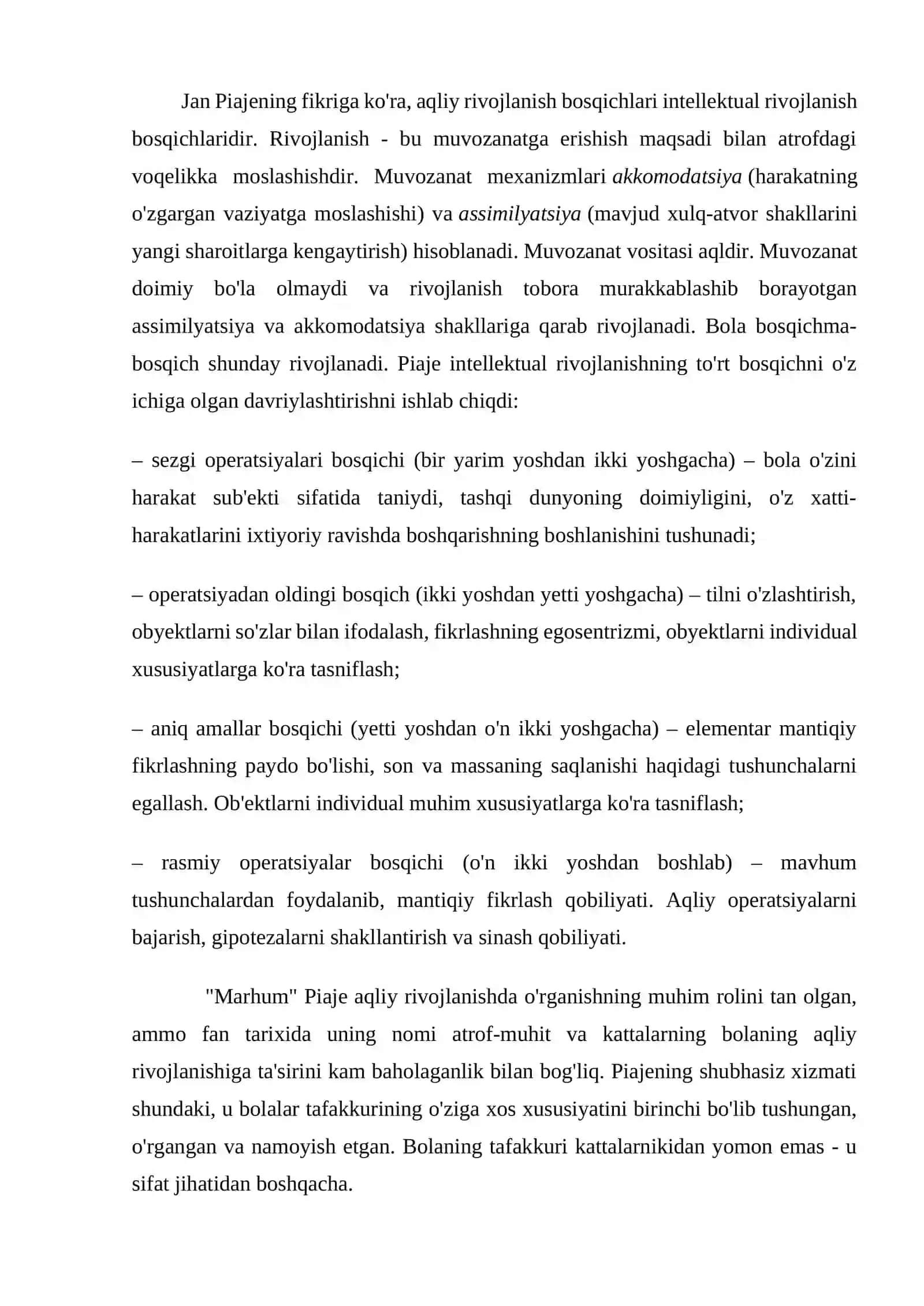 J. Piajening genetik psixologiyasi 2