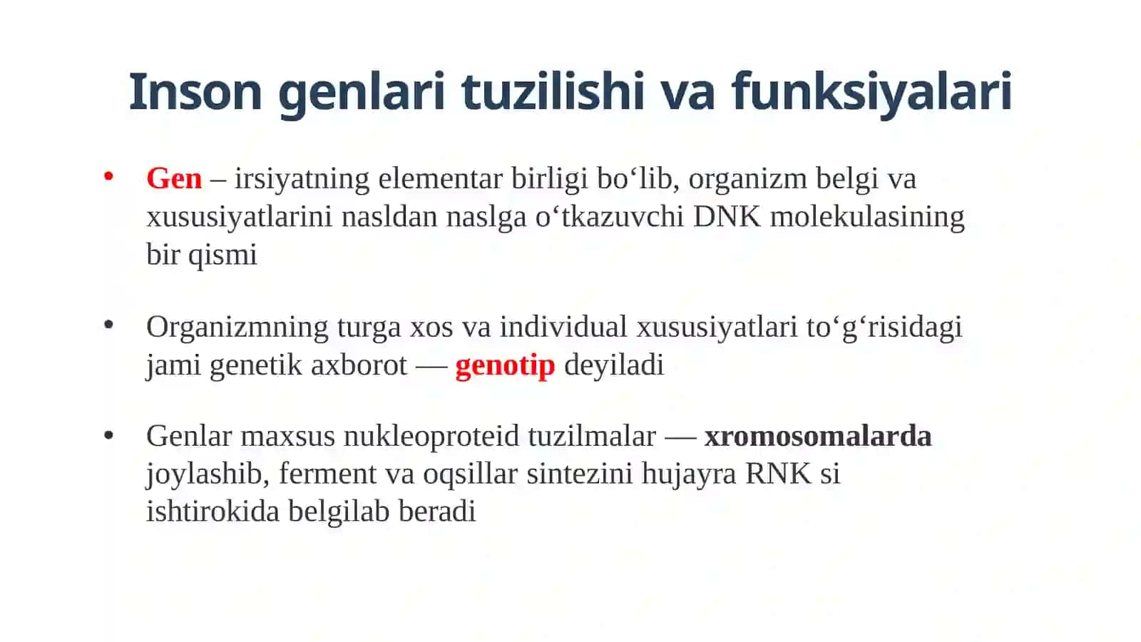 GEN KASALLIKLARI. MUKOVITSIDOZ. TUG’MA GIPOTIREOZ. MARFAN SINDROMI. GEN KASALLIKLARINI DAVOLASH 2