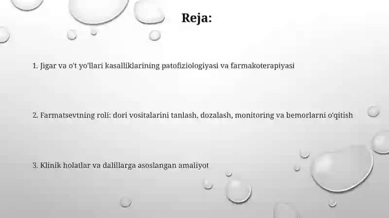 Jigar va oʻt yoʻllari kasalliklarida farmatsevtik yordam 2