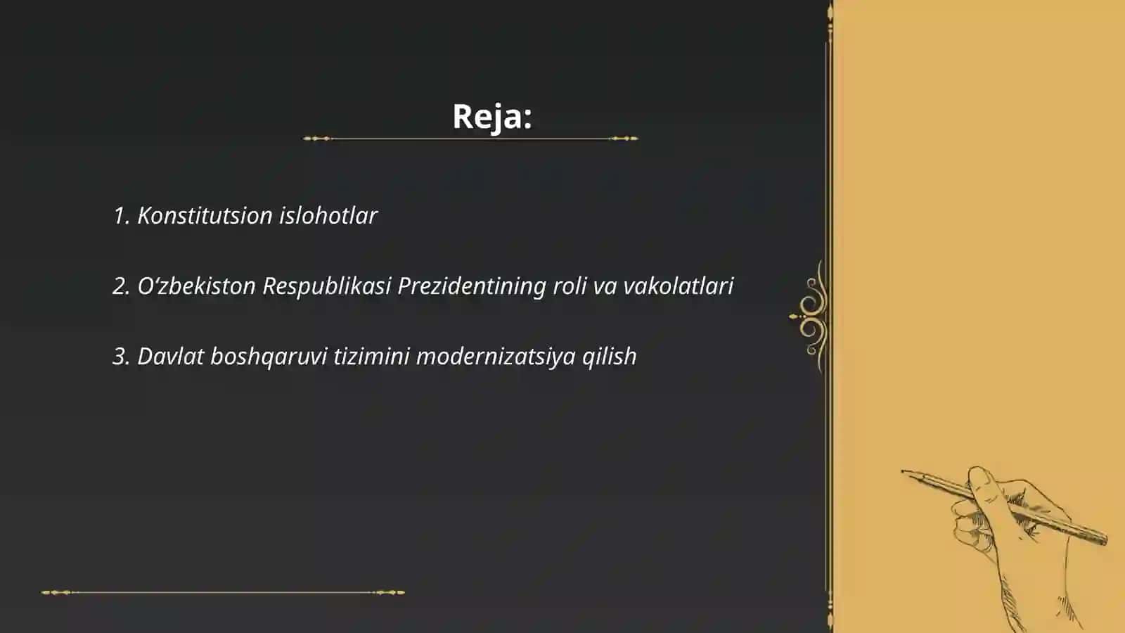Mustaqillik yillarida Oʻzbekistonda davlat boshqaruv tizimida amalga oshirilayotgan islohotlar 2