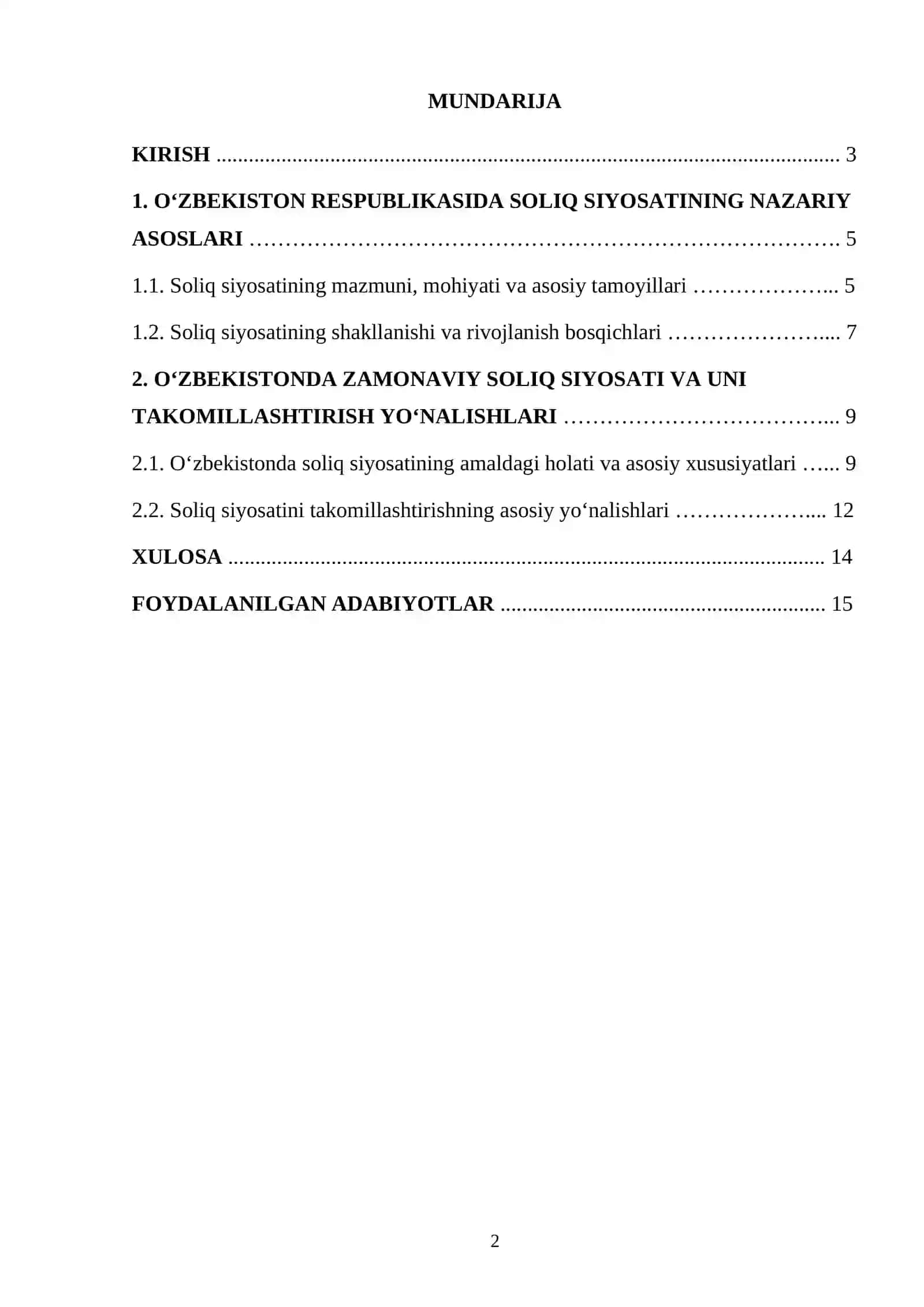 O‘ZBEKISTON RESPUBLIKASIDA SOLIQ SIYOSATI 2