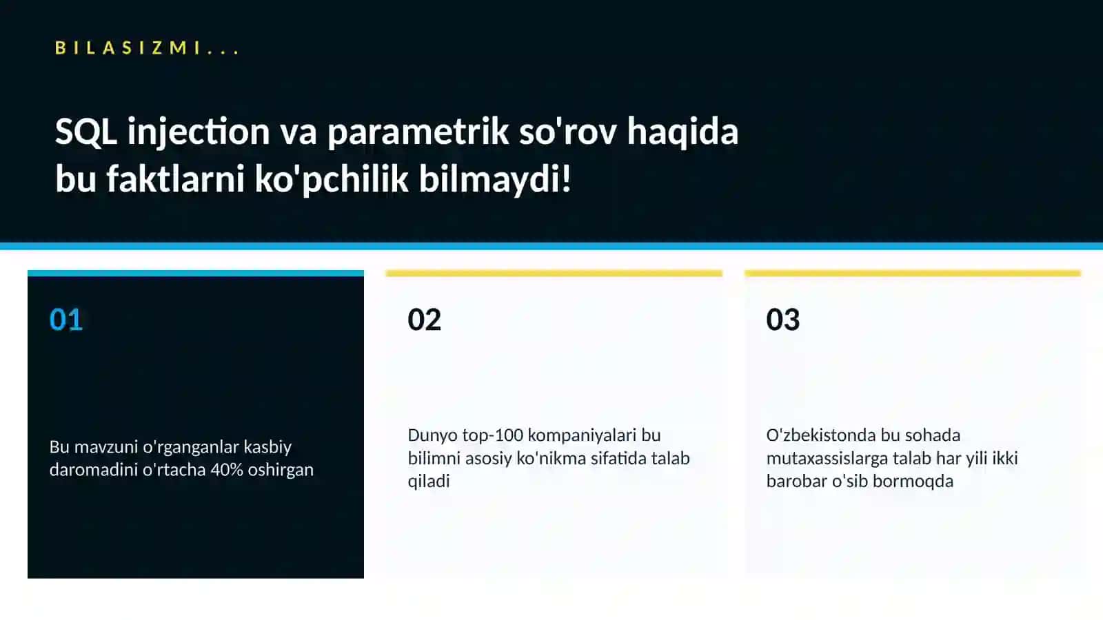 SQL injection va parametrik so'rov 2