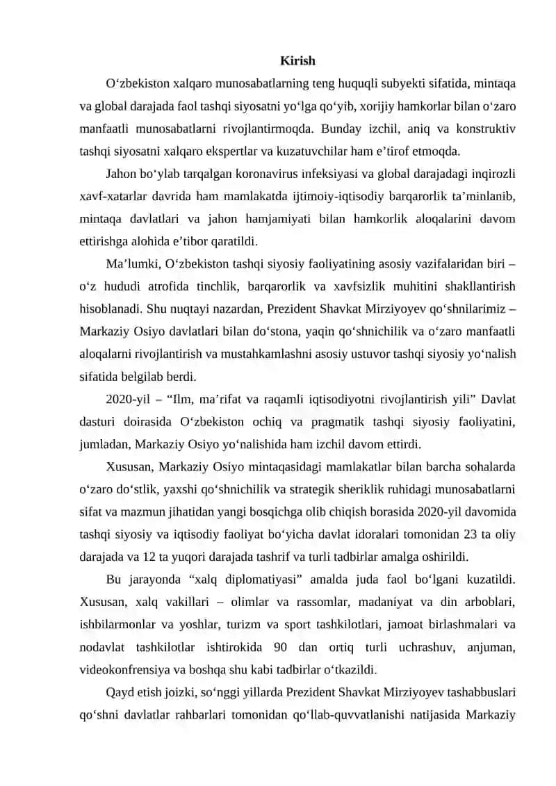 O‘ZBEKISTON RESPUBLIKASINING QO‘SHNI RESUBLIKALAR BILAN IQTISODIY VA SIYOSIY MUNOSABATLARI 2