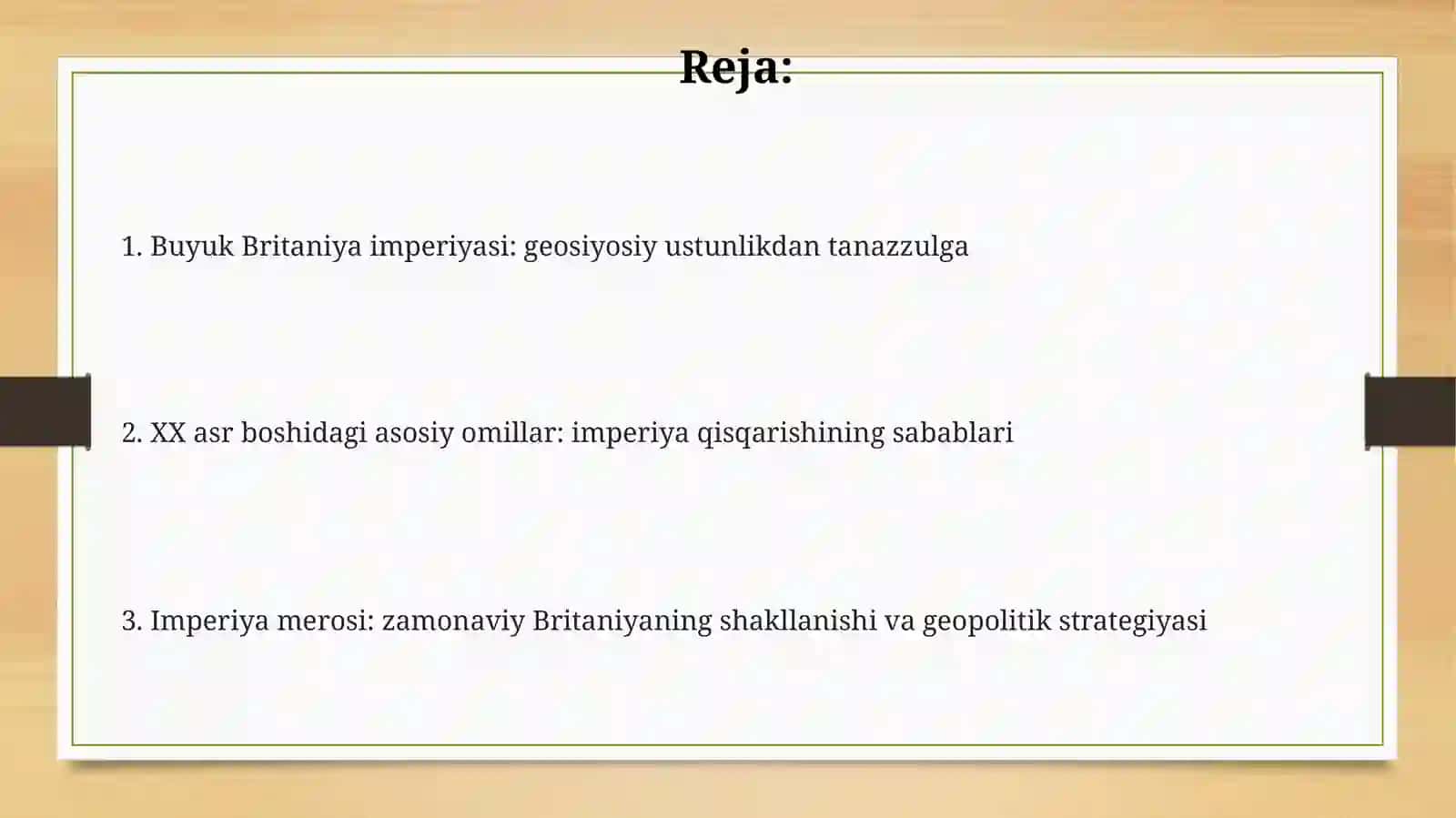 XX asr boshlarida Buyuk Britaniyaning geosiyosiy mavqeyi va imperiyaning qisqarishi 2