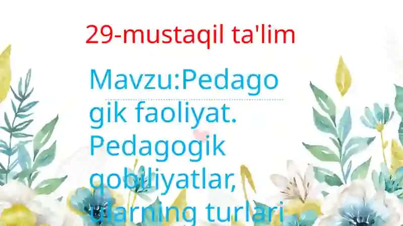 Pedagogik faoliyat 2