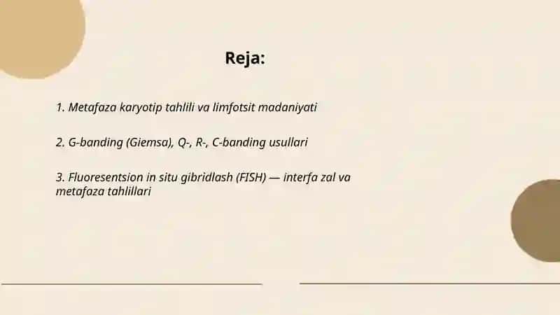 Odan genetikasining o'rganish usullari. Biokimyoviy va sitogenetik usull 2