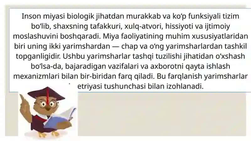 Yarimsharlar assimetriyasi 2
