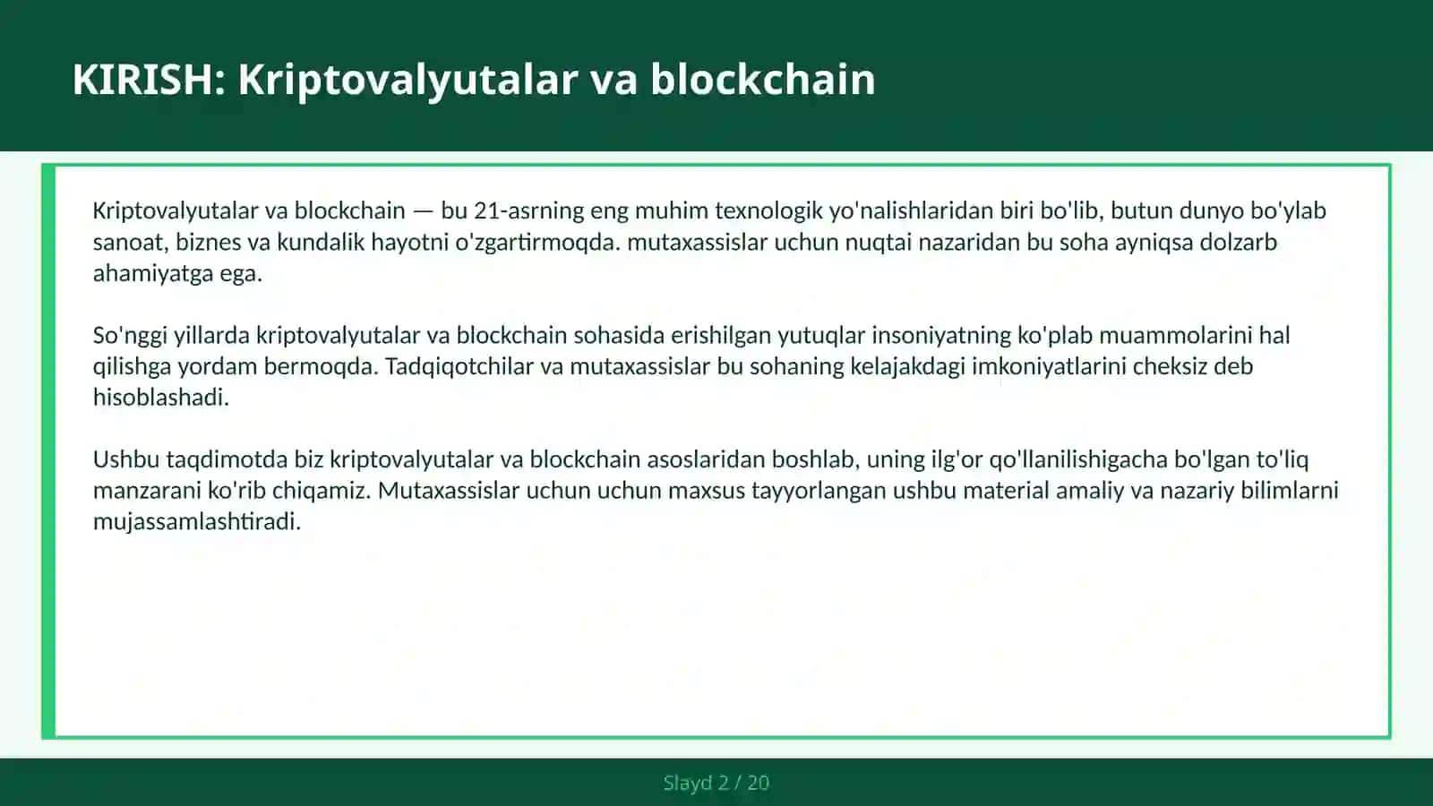 KRIPTOVALYUTALAR VA BLOCKCHAIN 2