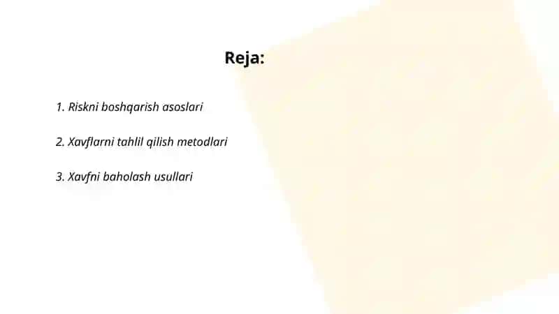 Riskni boshqarish sohasida malakali professional kadrlani tayyorlash tizimi 2
