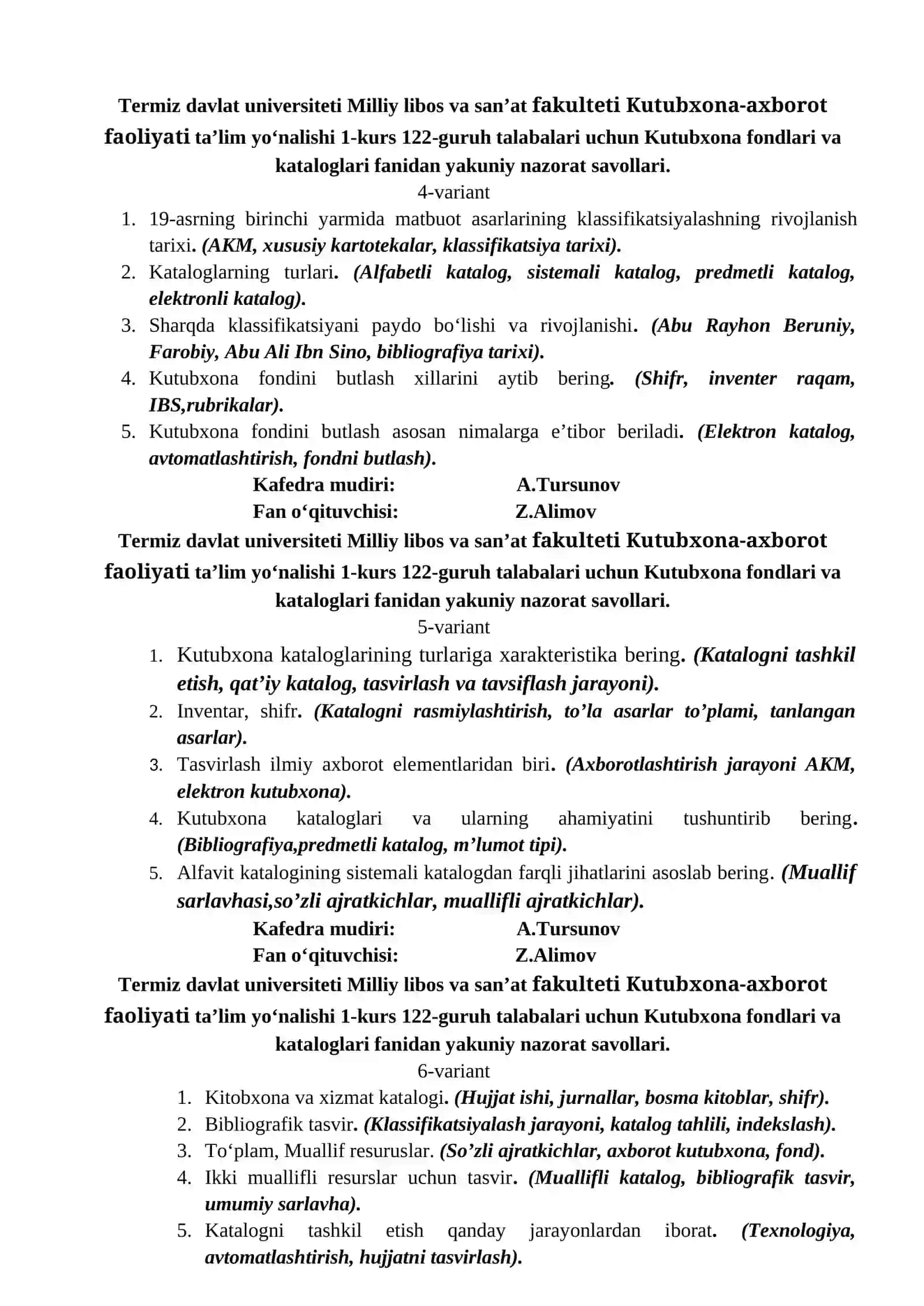 Kutubxona-axborot faoliyati taʼlim yoʻnalishi 1-kurs 2