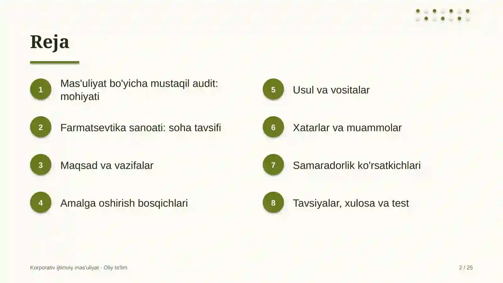 Farmatsevtika sanoatida ijtimoiy mas'uliyat bo'yicha mustaqil auditdan o'tish 2