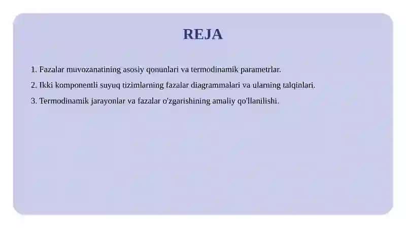 Fazalar muvozanati termodinamikasi. Ikki komponentli suyuq sistemalar 2