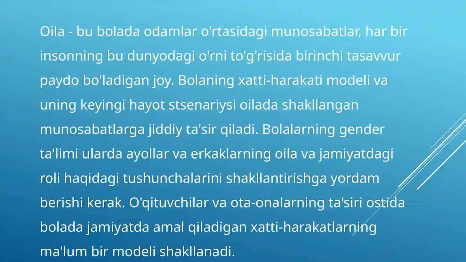 GENDER TARBIYA USULLARINI TANLASHGA QO'YILADIGAN TALABLAR. GENDER TARBIYA ASOSIDA O'QUVCHILAR SHAXSINI HAR TOMONLAMA KAMOL TOPTIRISH 2