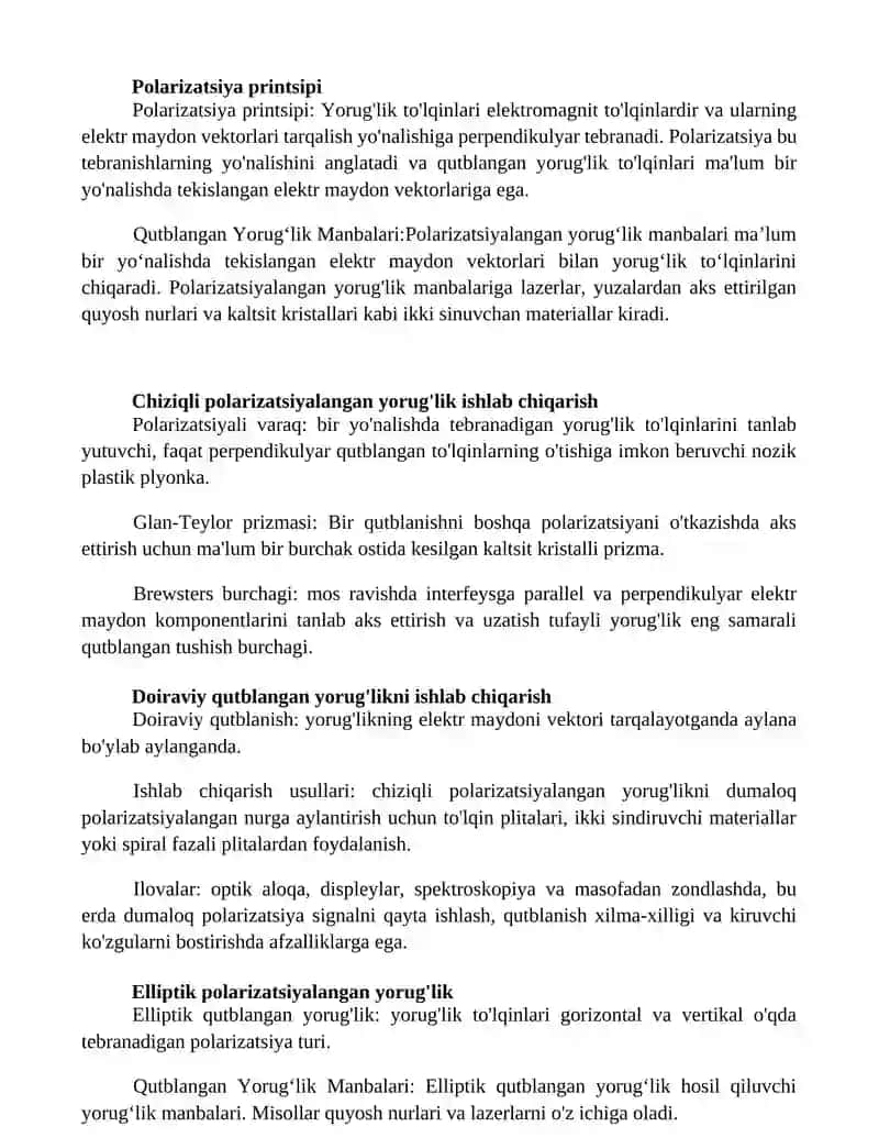 Qutblangan YorugʻLik Manbalari 2