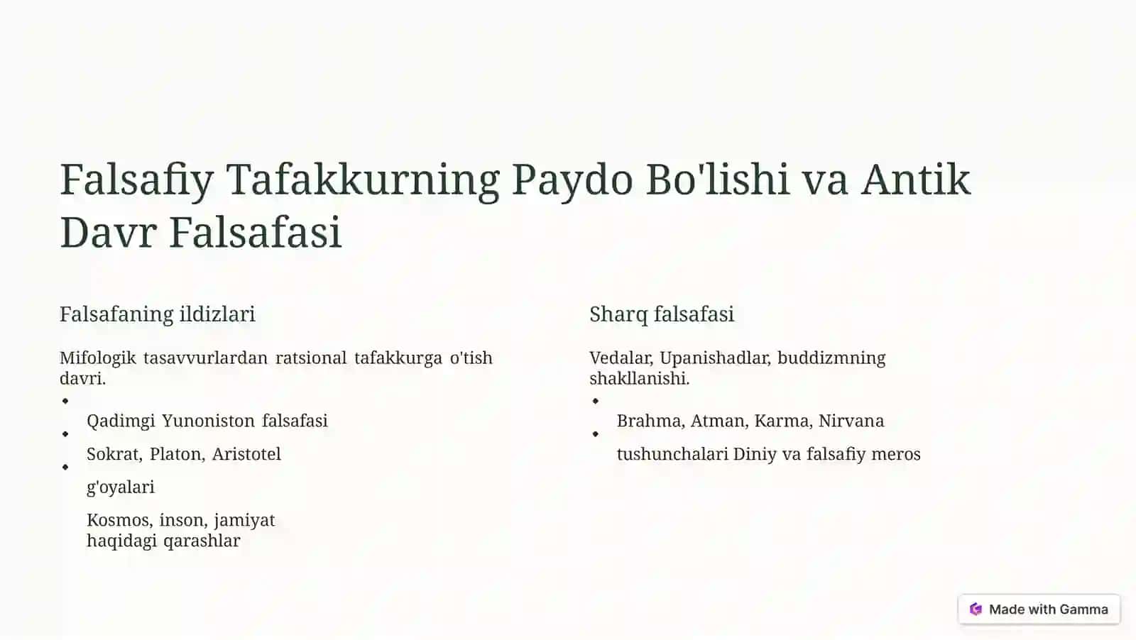 Falsafiy Taraqqiyot Bosqichlari 2
