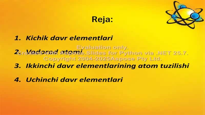 Kichik davr elementlarining atom tuzilishi 2