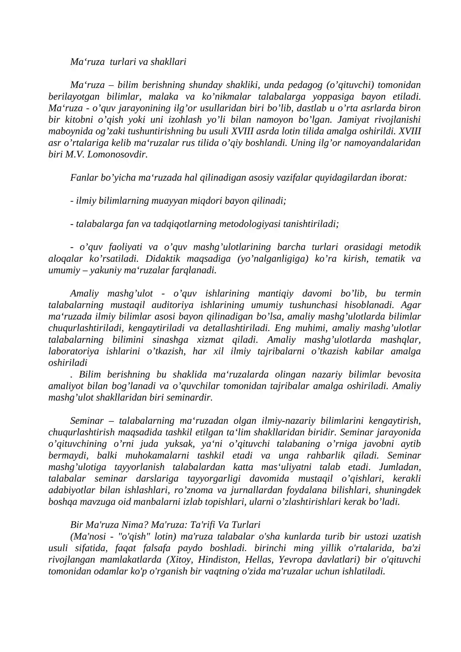 Video va ma'ruza materiallarni tashkil etishga qo'yiladigan talablar 2