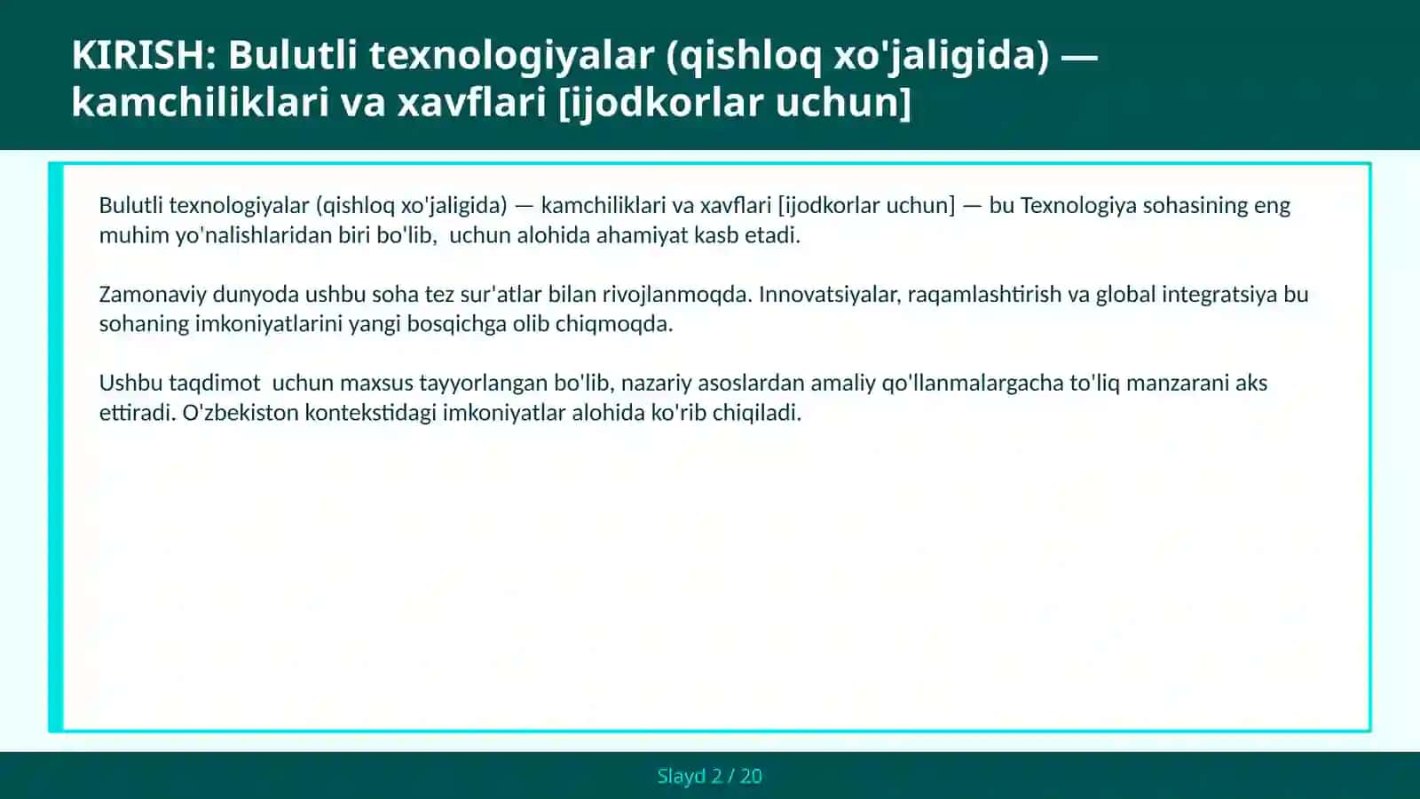 Bulutli Texnologiyalar (Qishloq xo'jaligida) - Kamchiliklari va xavflari [Ijodkorlar uchun] 2