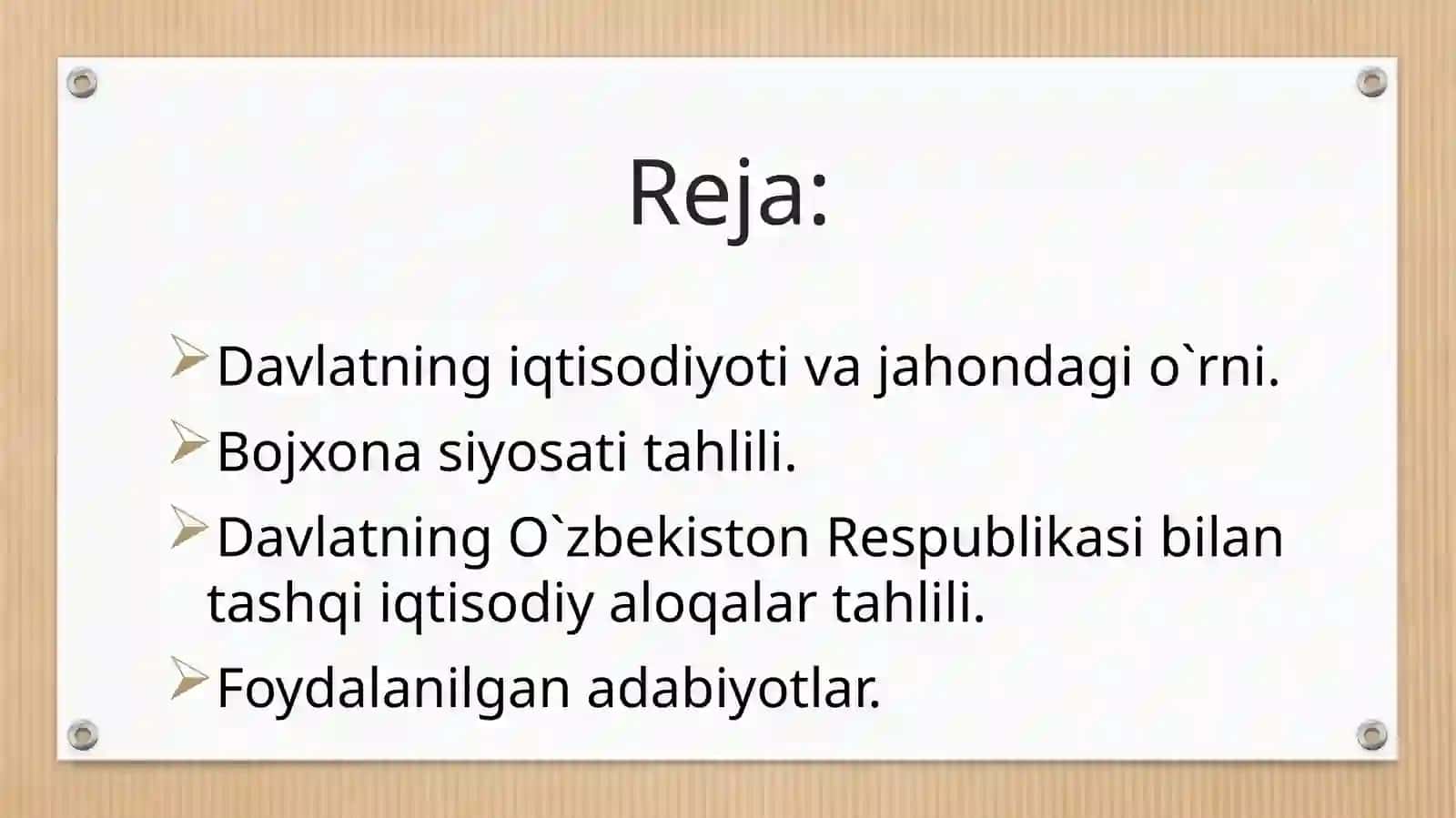 Davlatning iqtisodiyoti va jahon dagi o`rni 2