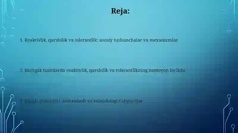 Reaktivlik, Qarshilik va Tolerantlik 2