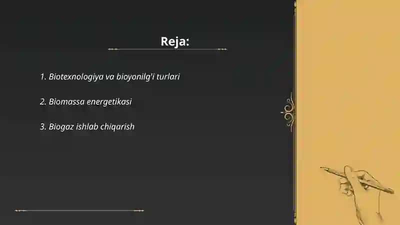 Biotexnologiya yordamida energiya olish printsipi 2