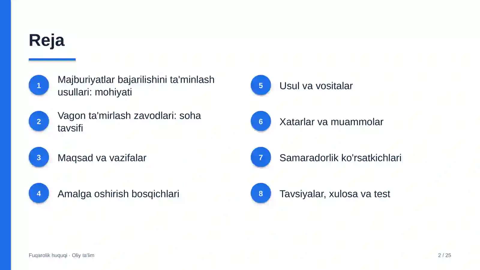 vagon ta'mirlash zavodlarida majburiyatlar bajarilishini ta'minlash usullari 7051 2