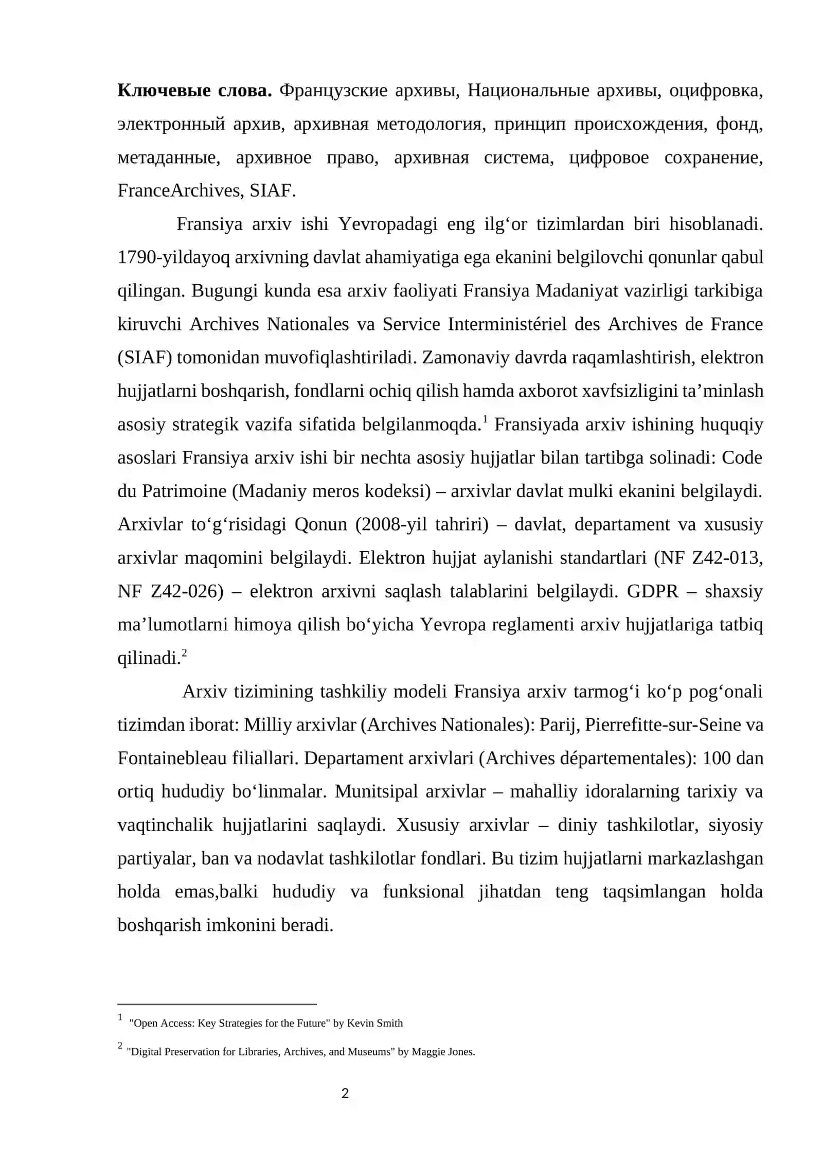 FRANSIYADA ZAMONAVIY ARXIV ISHI USLUBIYOTI 2