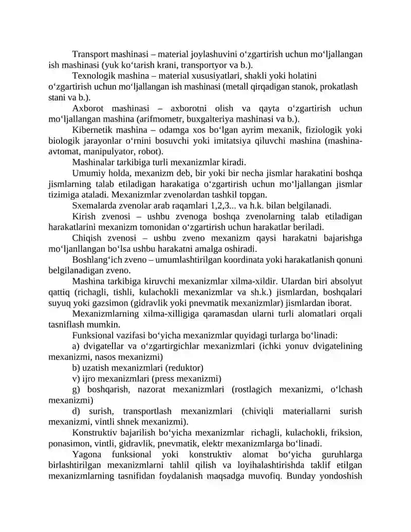 Mexanizmlar va mashinalarning yangi konstruksiyalarini yaratish 2