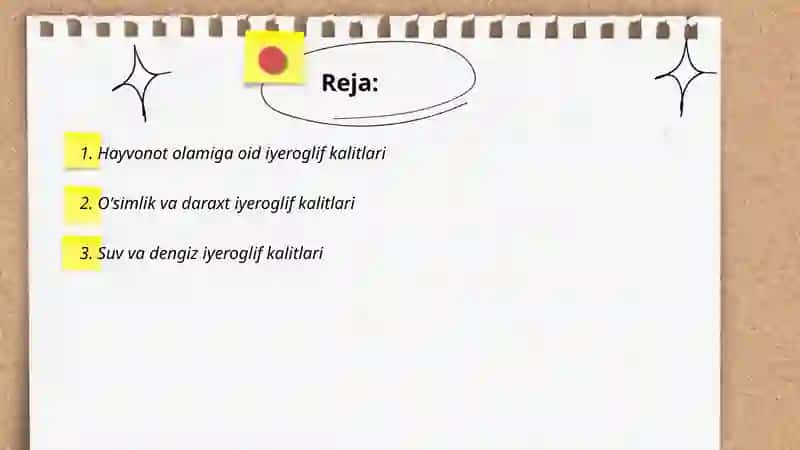 Iyeroglif kalitlarning tasnifi guruhlari (tabiat) 2