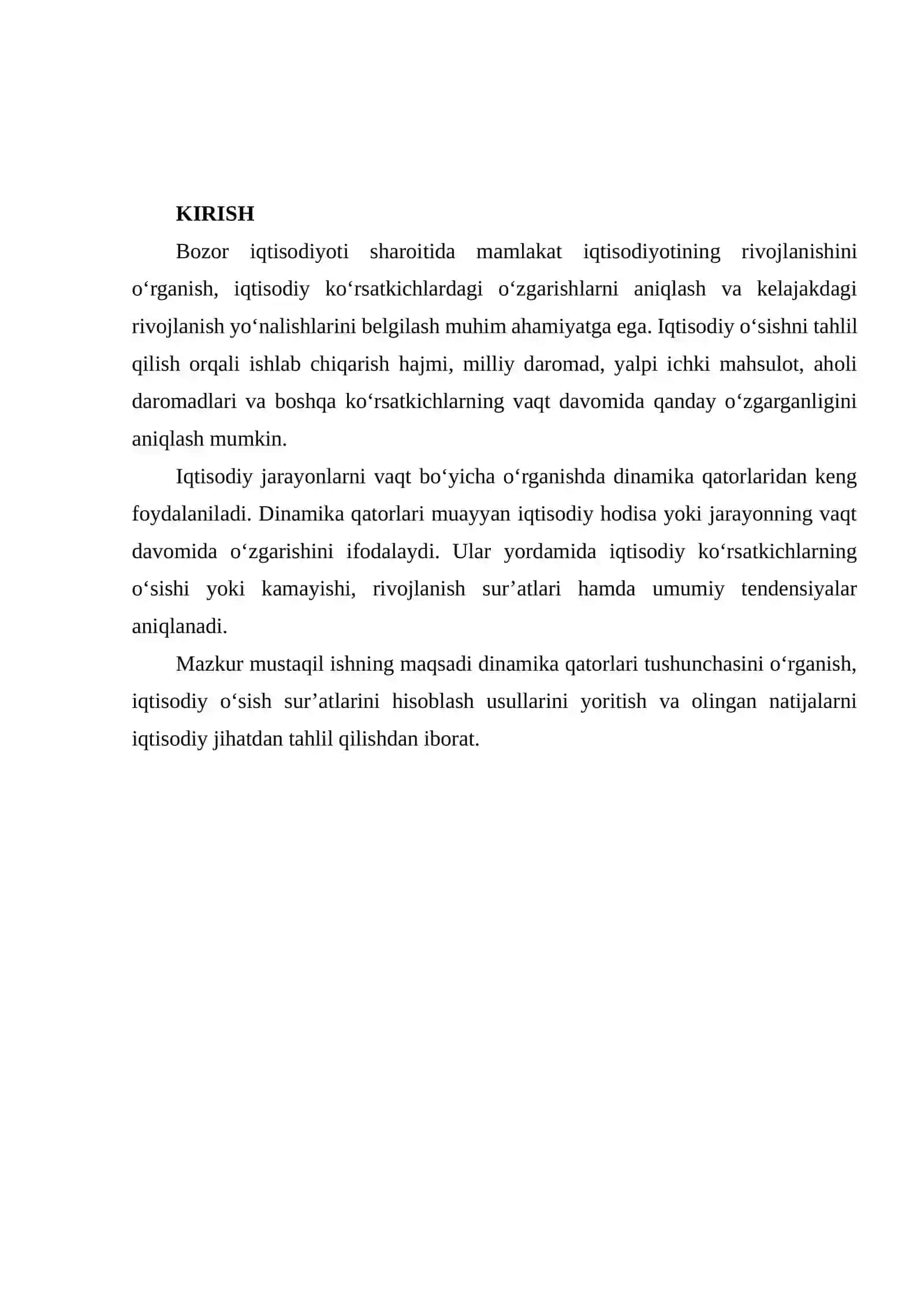 DINAMIKA QATORLARI ASOSIDA IQTISODIY O‘SISH SUR’ATLARINI HISOBLASH VA TAHLIL QILISH 2