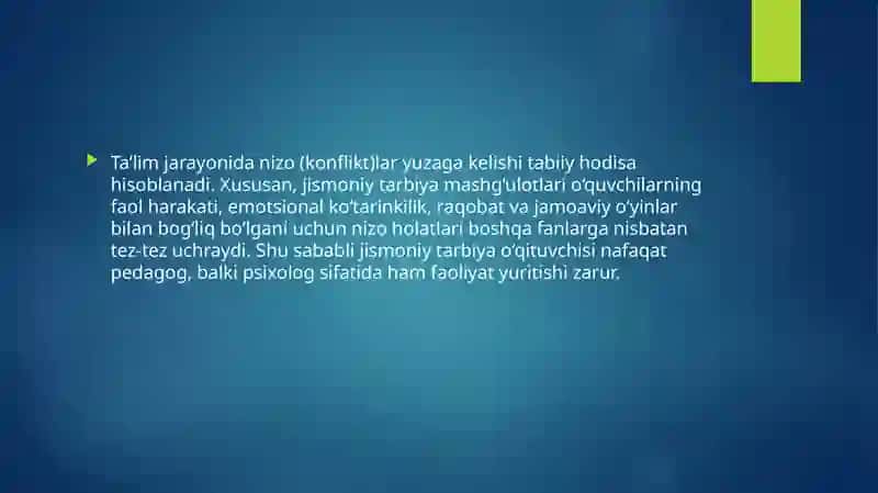 JISMONIYTARBIYA O'QITUVCHISI FAOLIYATIDA NIZO PSIXOLOGO-PEDAGOGIK MUAMMO SIFATIDA 2