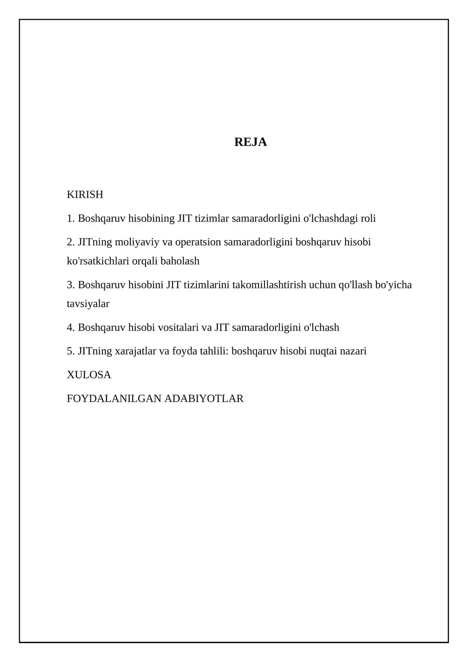 Boshqaruv hisobi prizmasi orqali JIT (Just-in-time) tizimlarining samaradorligini tahlil qilish 2