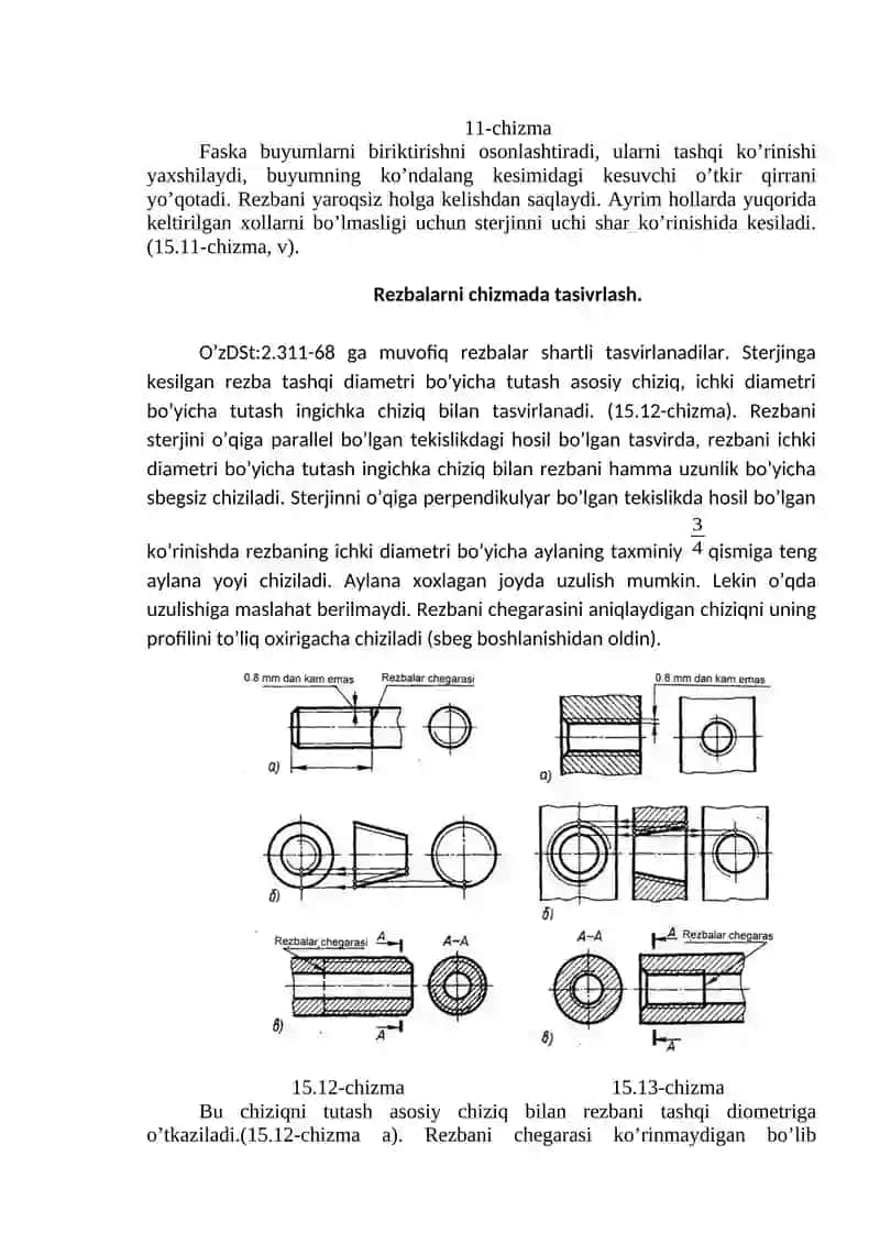 Rezbaning konstruktiv va texnologik elementlar. 2