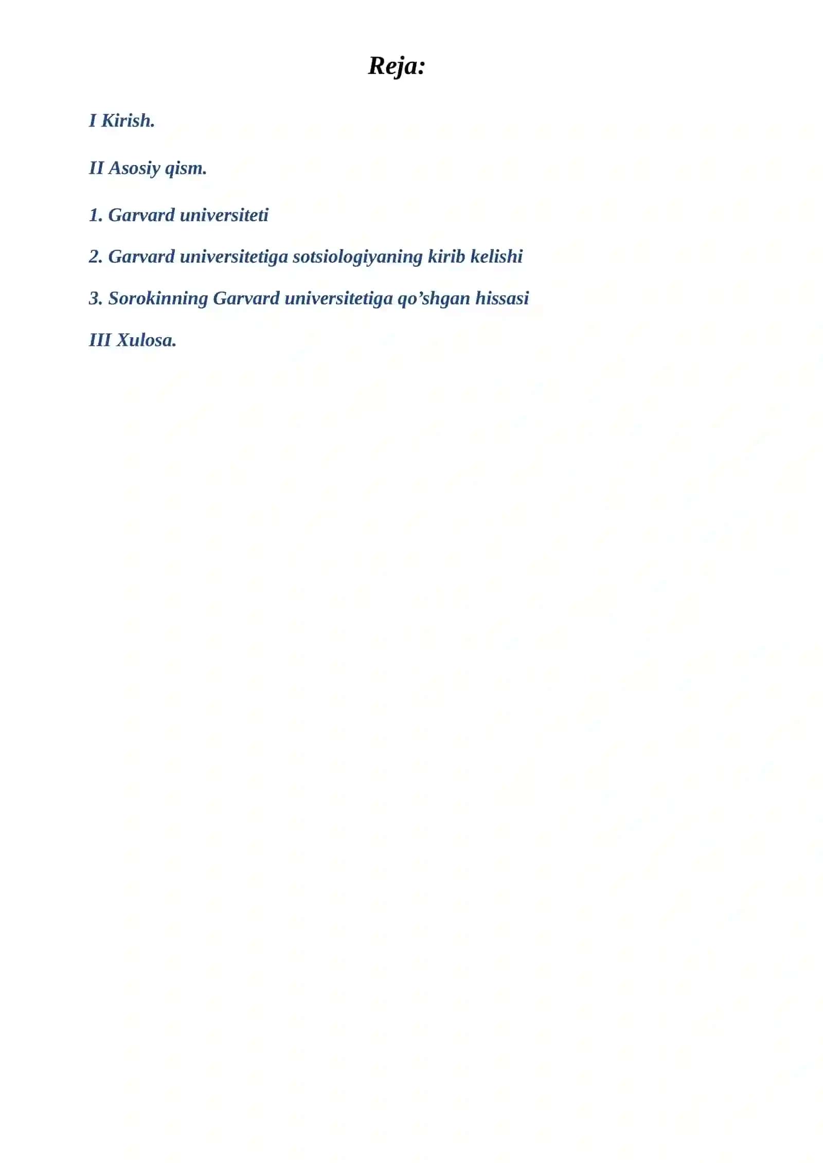 Garvard universitetida sotsiologiyaning kirib kelishi 2