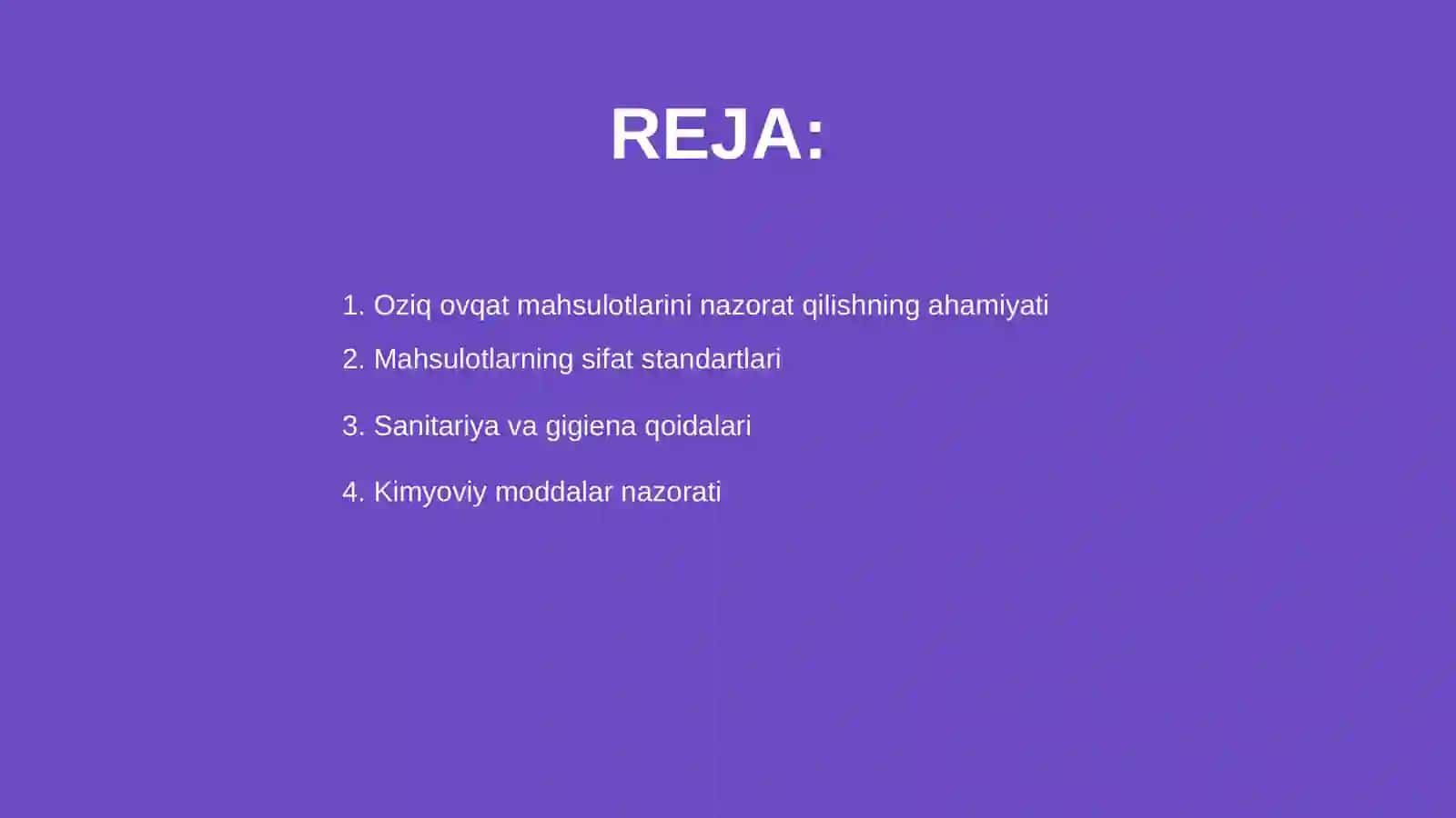 Oziq ovqat mahsulotlarining sifatini nazorati 2