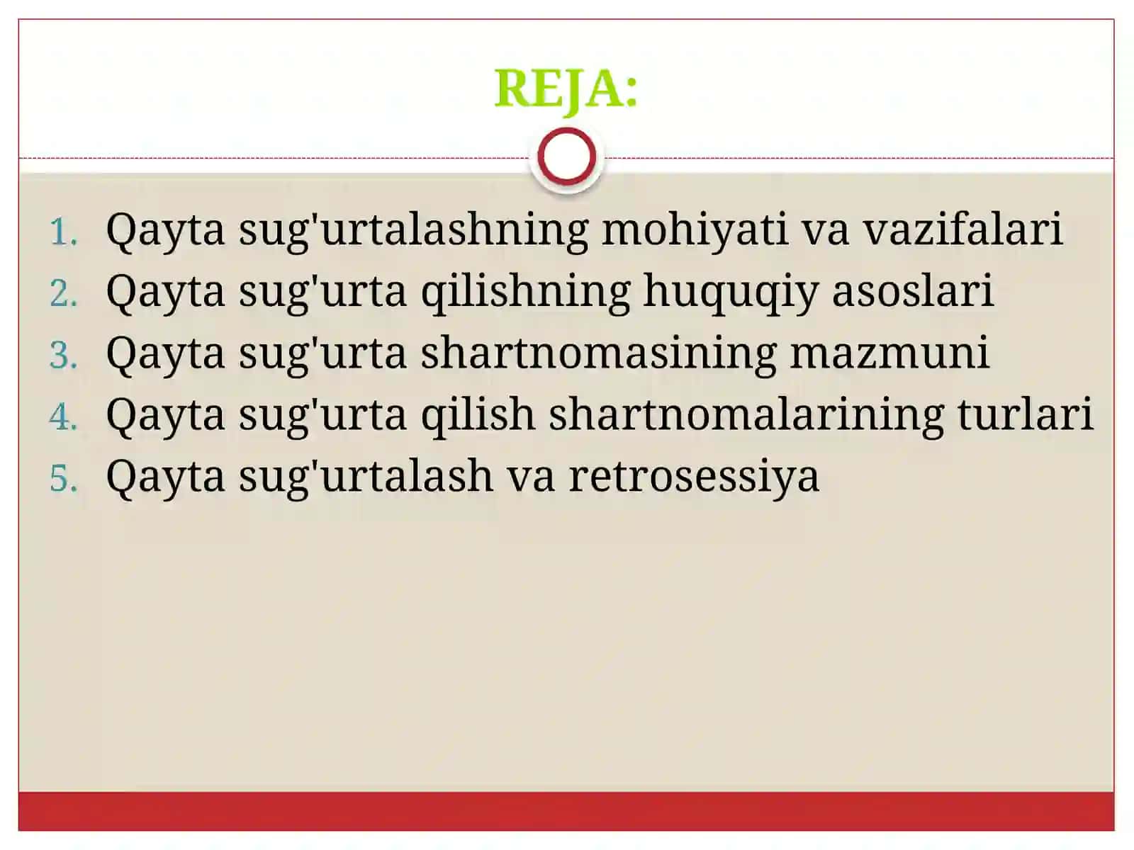 Qayta sug'urtalash asoslari 2
