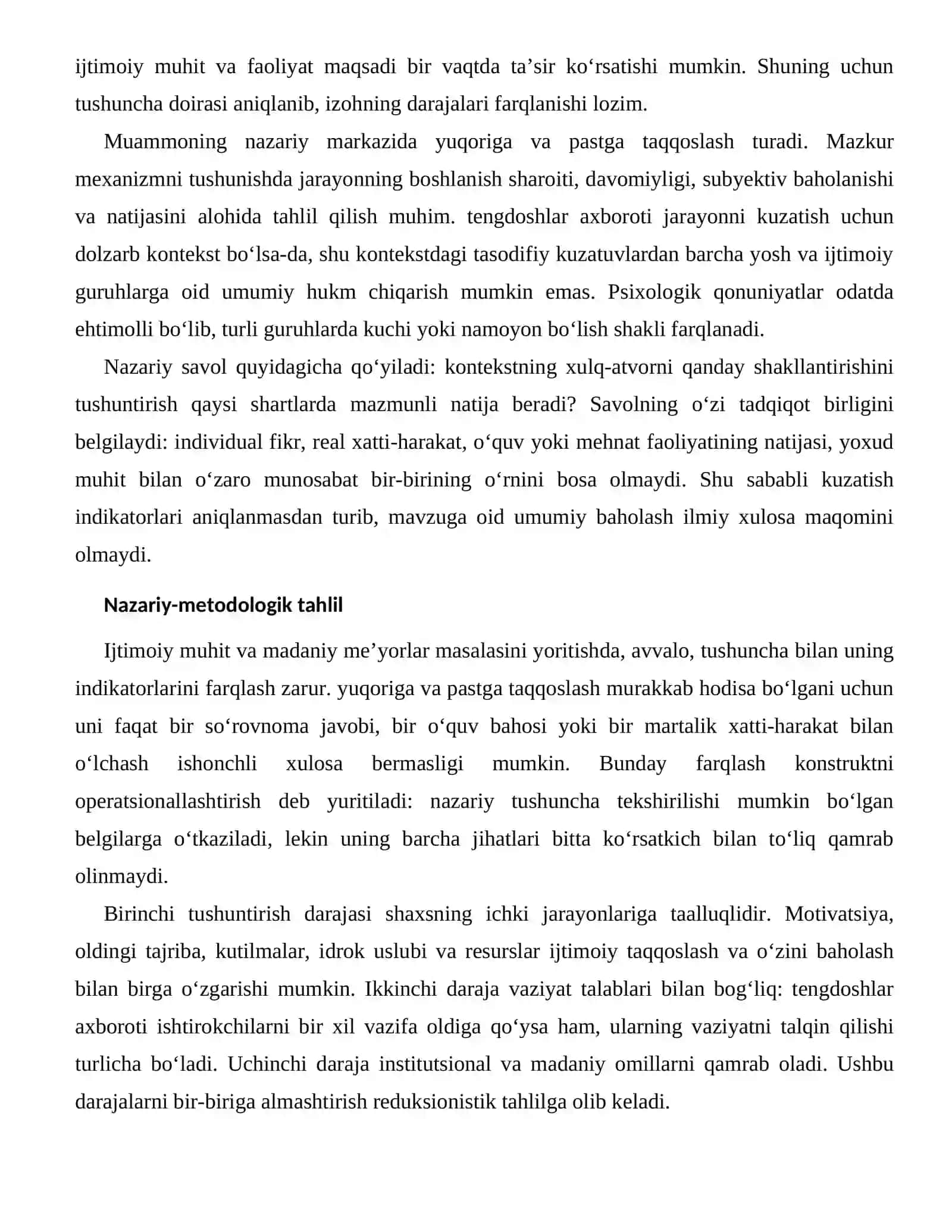 IJTIMOIY TAQQOSLASH VA O‘ZINI BAHOLASHNING IJTIMOIY-MADANIY OMILLARI 2