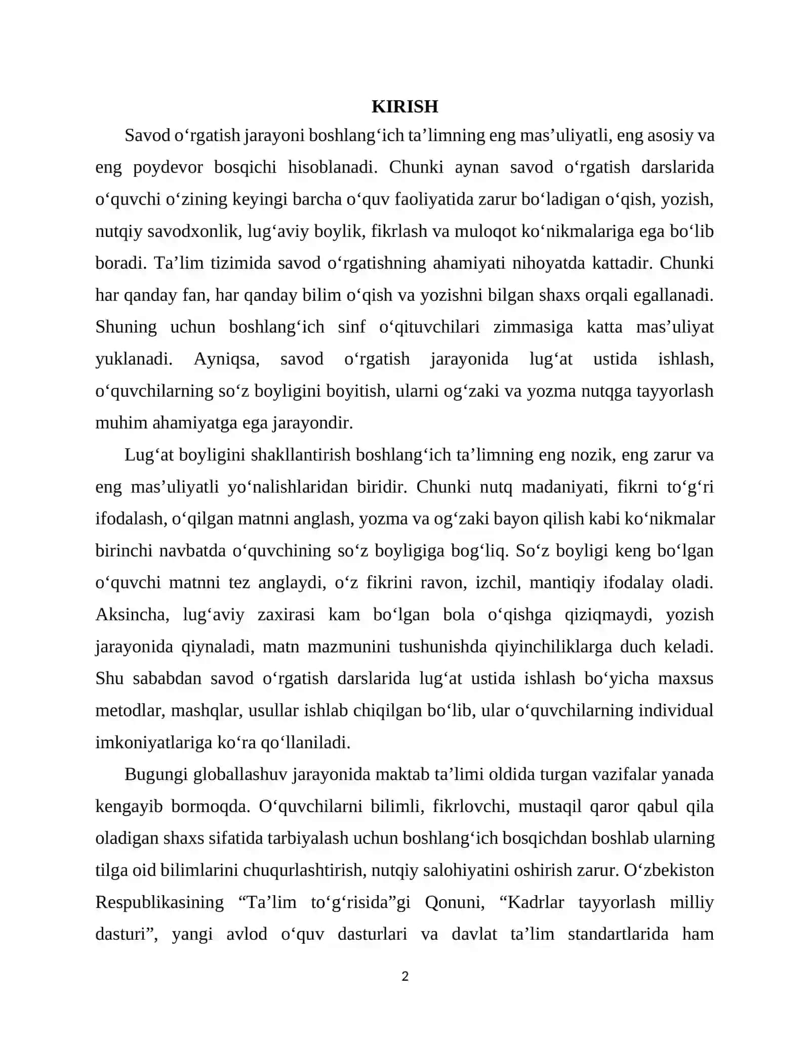 SAVOD O‘RGATISH DARSLARI LUG'AT BOYICHA 2