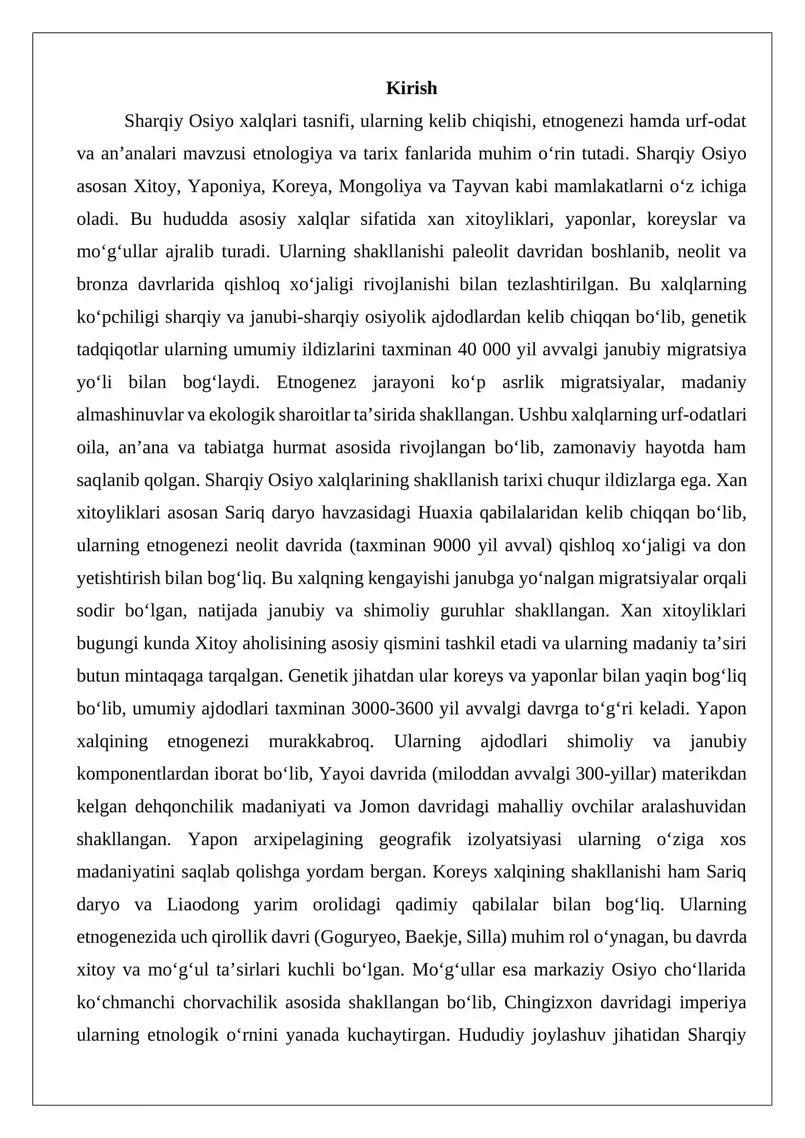 Sharqiy Osiyo xalqlari tasnifi, ularning kelib chiqishi va etnogenezi 2