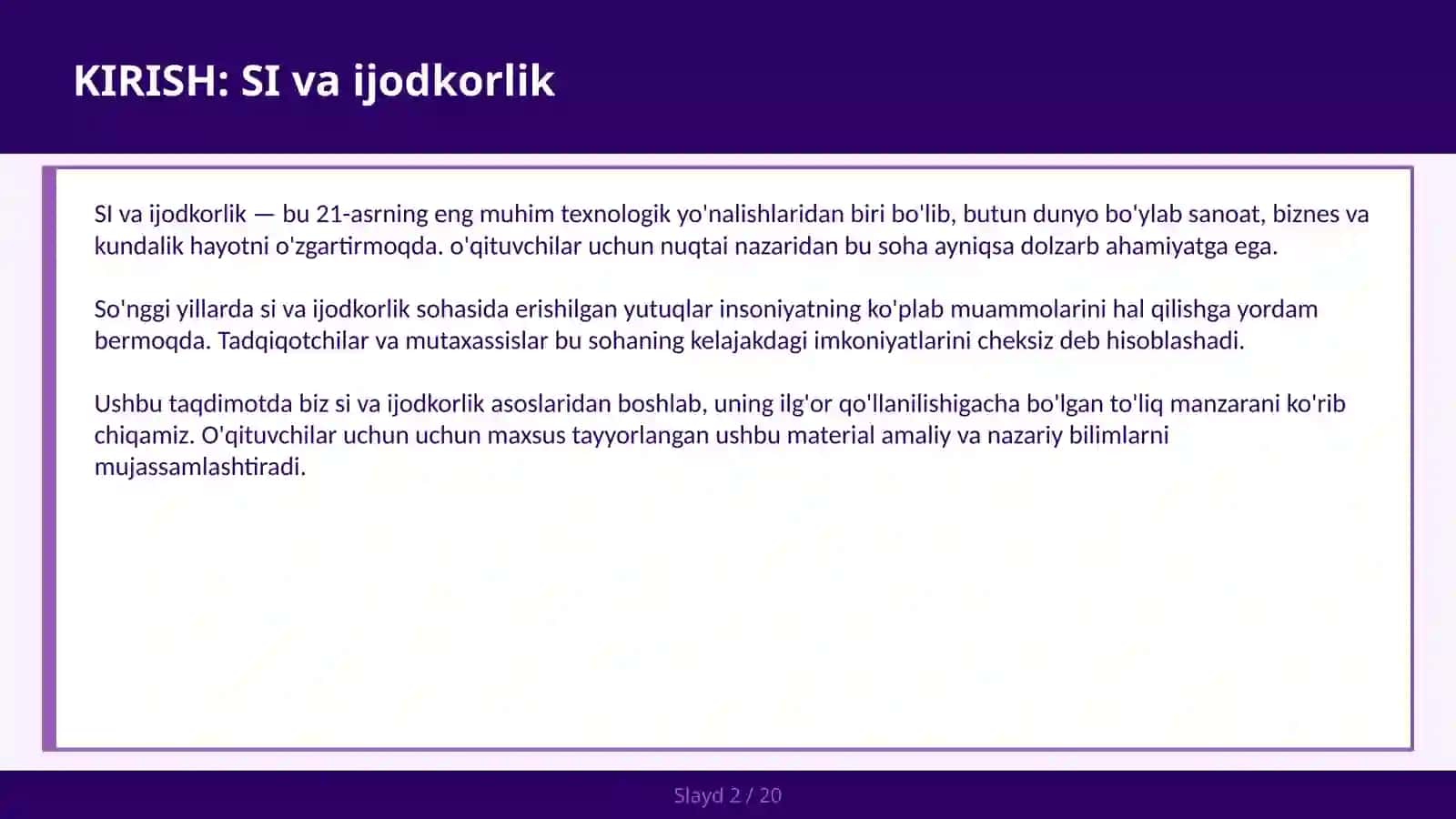 SI VA IJODKORLIK 2